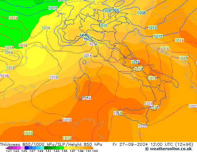 Thck 850-1000 hPa COAMPS ven 27.09.2024 12 UTC