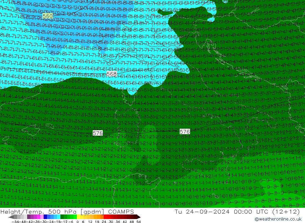 Hoogte/Temp. 500 hPa COAMPS di 24.09.2024 00 UTC