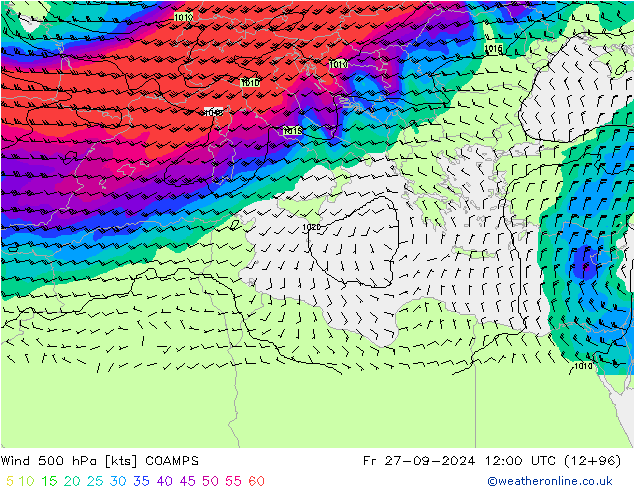 Wind 500 hPa COAMPS vr 27.09.2024 12 UTC