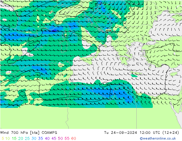 Vent 700 hPa COAMPS mar 24.09.2024 12 UTC