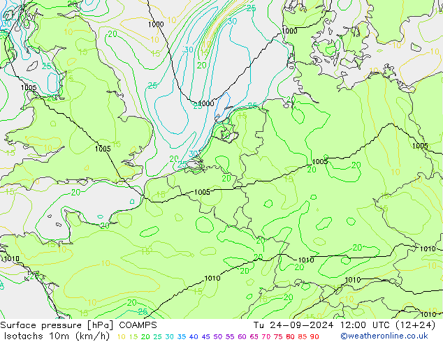 Isotachs (kph) COAMPS mar 24.09.2024 12 UTC