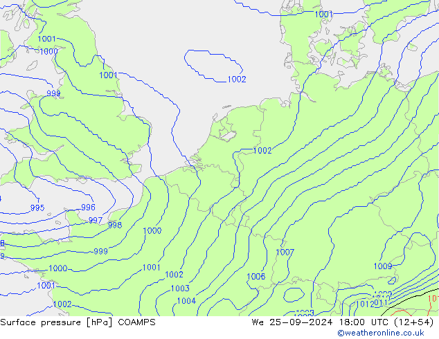 Surface pressure COAMPS We 25.09.2024 18 UTC