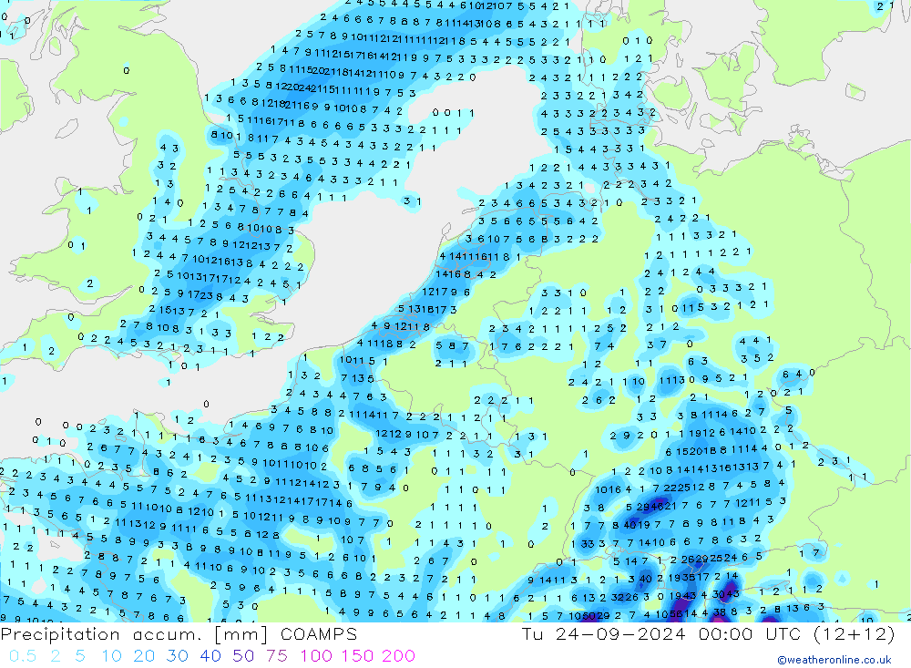 Precipitation accum. COAMPS wto. 24.09.2024 00 UTC