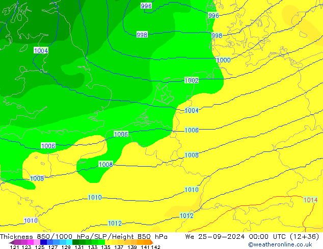 Schichtdicke 850-1000 hPa COAMPS Mi 25.09.2024 00 UTC