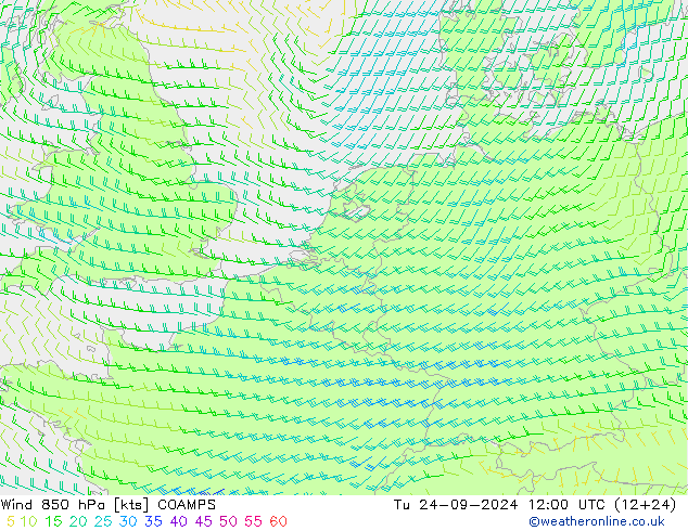 Vent 850 hPa COAMPS mar 24.09.2024 12 UTC