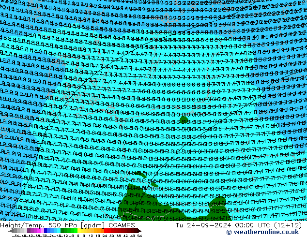 Height/Temp. 500 hPa COAMPS wto. 24.09.2024 00 UTC