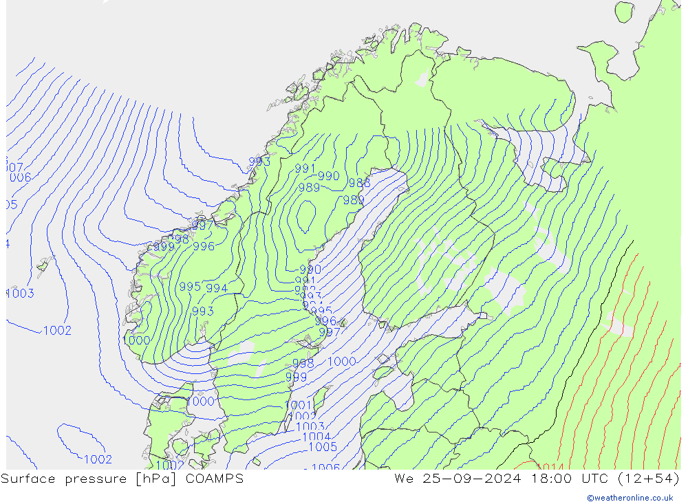 Surface pressure COAMPS We 25.09.2024 18 UTC