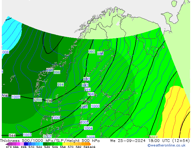 Schichtdicke 500-1000 hPa COAMPS Mi 25.09.2024 18 UTC