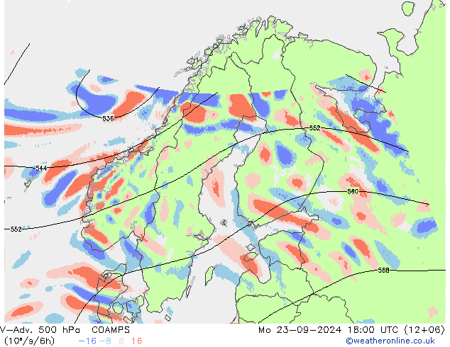 V-Adv. 500 гПа COAMPS пн 23.09.2024 18 UTC