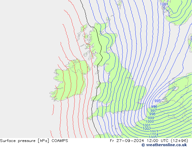 Surface pressure COAMPS Fr 27.09.2024 12 UTC