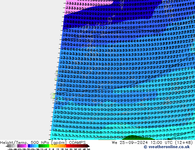 Height/Temp. 500 hPa COAMPS We 25.09.2024 12 UTC