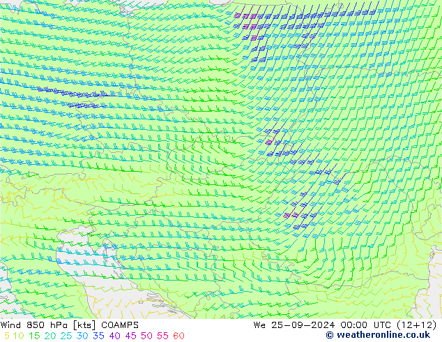 Wind 850 hPa COAMPS We 25.09.2024 00 UTC