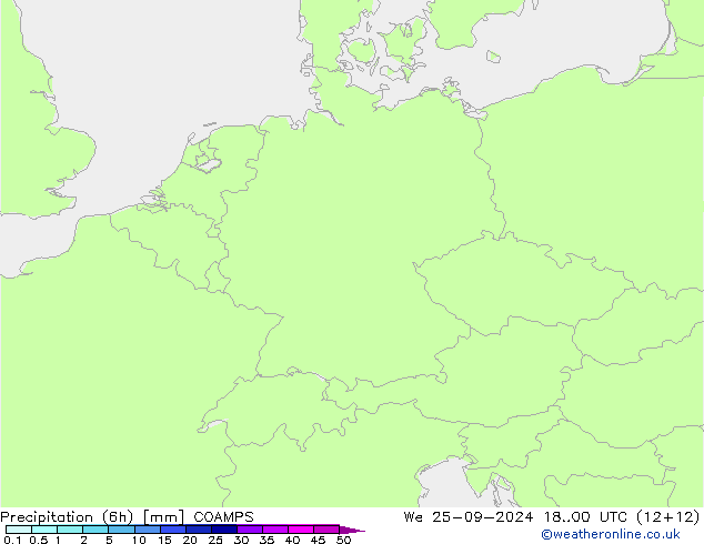 осадки (6h) COAMPS ср 25.09.2024 00 UTC