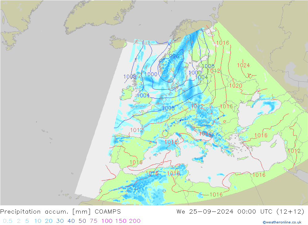 Nied. akkumuliert COAMPS Mi 25.09.2024 00 UTC