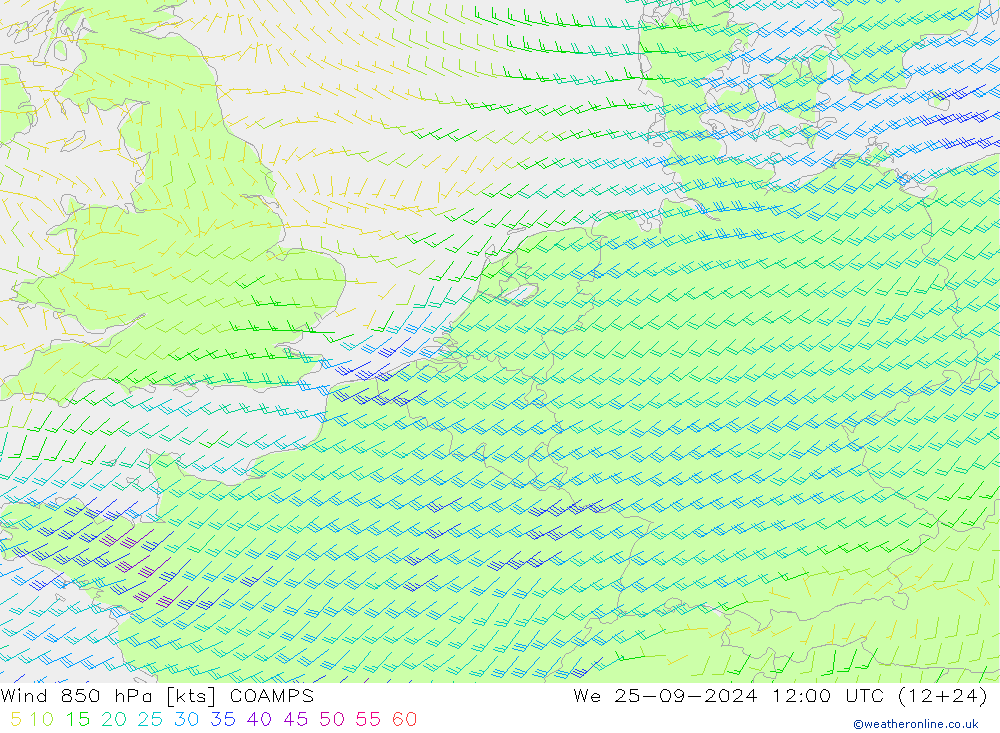 Wind 850 hPa COAMPS We 25.09.2024 12 UTC