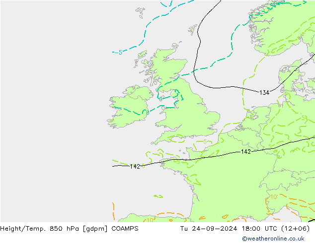 Hoogte/Temp. 850 hPa COAMPS di 24.09.2024 18 UTC