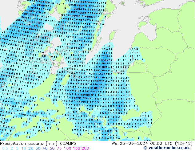 Precipitation accum. COAMPS St 25.09.2024 00 UTC