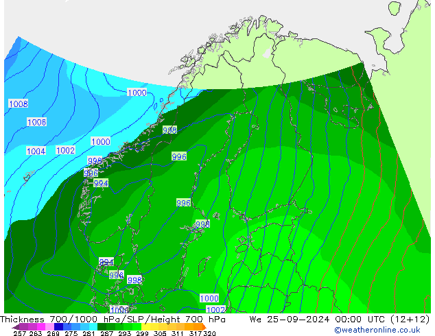 Thck 700-1000 hPa COAMPS We 25.09.2024 00 UTC