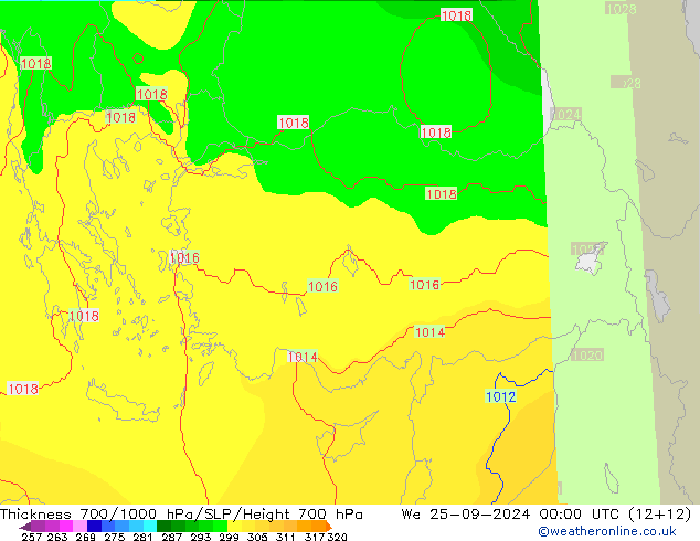 Thck 700-1000 hPa COAMPS We 25.09.2024 00 UTC