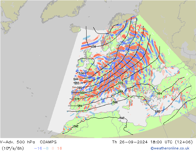 V-Adv. 500 гПа COAMPS чт 26.09.2024 18 UTC