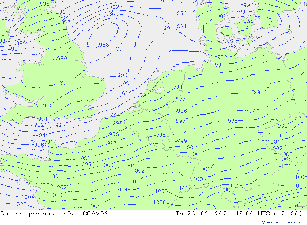 Luchtdruk (Grond) COAMPS do 26.09.2024 18 UTC