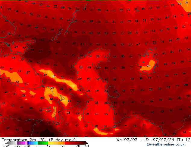 Temperatuurkaart (2m) GFS za 06.07.2024 18 UTC