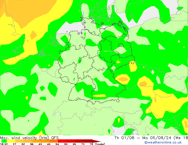 Max. wind velocity GFS 星期五 02.08.2024 18 UTC