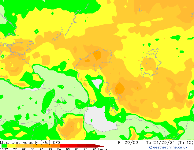 Max. wind velocity GFS  25.09.2024 12 UTC