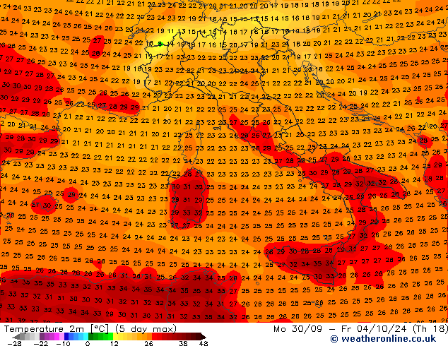 Temperature (2m) GFS Fr 20.09.2024 00 UTC