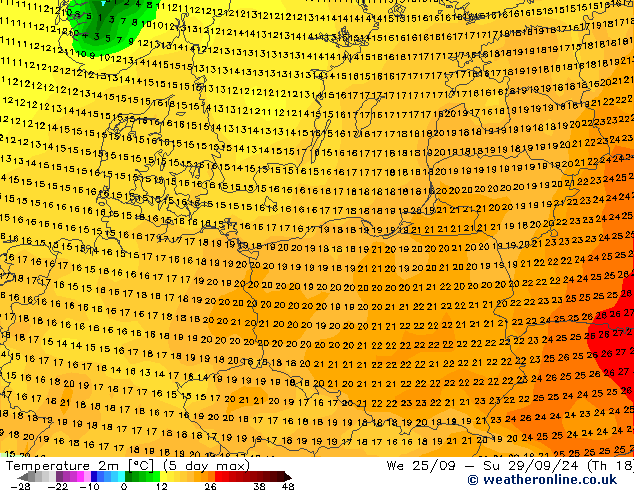 Temperature (2m) GFS Ne 22.09.2024 00 UTC