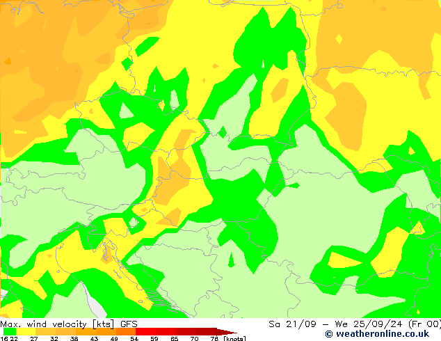 Max. wind velocity GFS Fr 20.09.2024 06 UTC