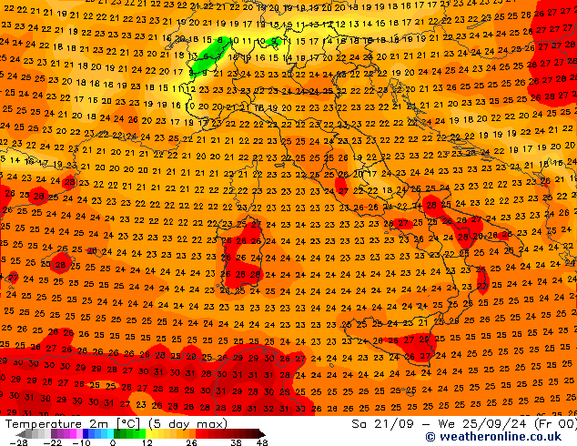 température (2m) GFS lun 23.09.2024 06 UTC