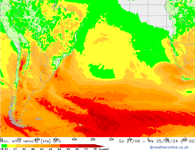 Max. wind velocity GFS Вс 22.09.2024 12 UTC