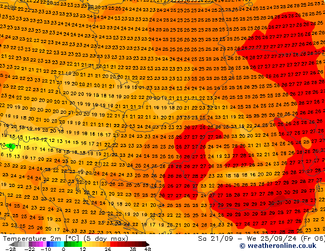 Temperature (2m) GFS Pá 20.09.2024 15 UTC