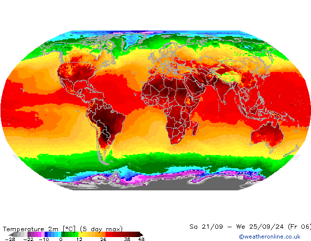 Temperature (2m) GFS So 21.09.2024 21 UTC