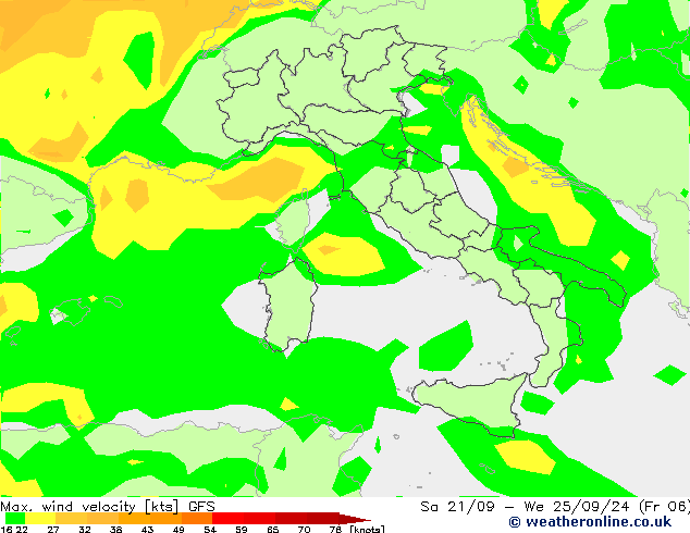 Max. wind velocity GFS nie. 22.09.2024 21 UTC