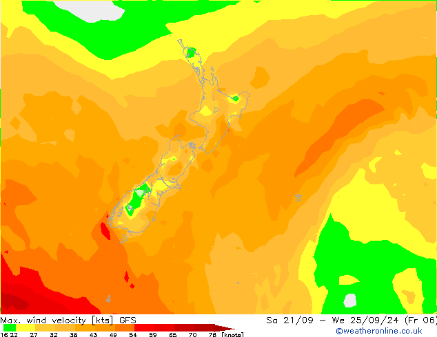 Max. wind velocity GFS Th 26.09.2024 00 UTC