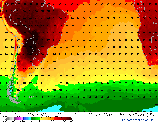 Temperature (2m) GFS So 28.09.2024 00 UTC