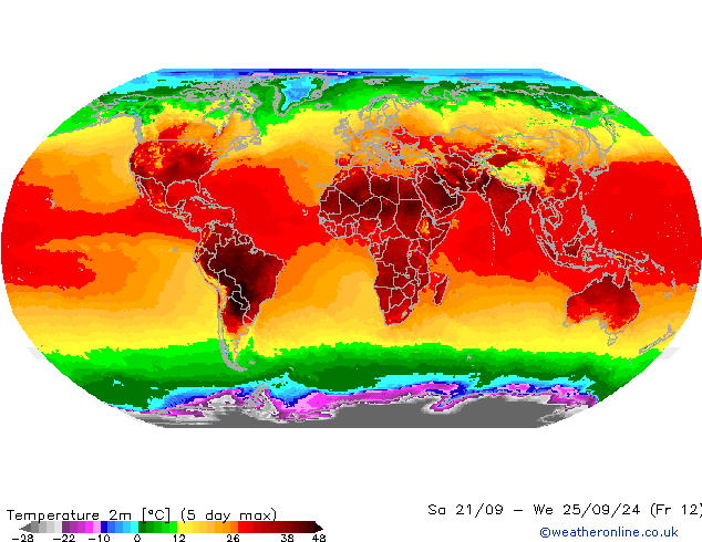 Temperatura (2m) GFS Qua 25.09.2024 12 UTC