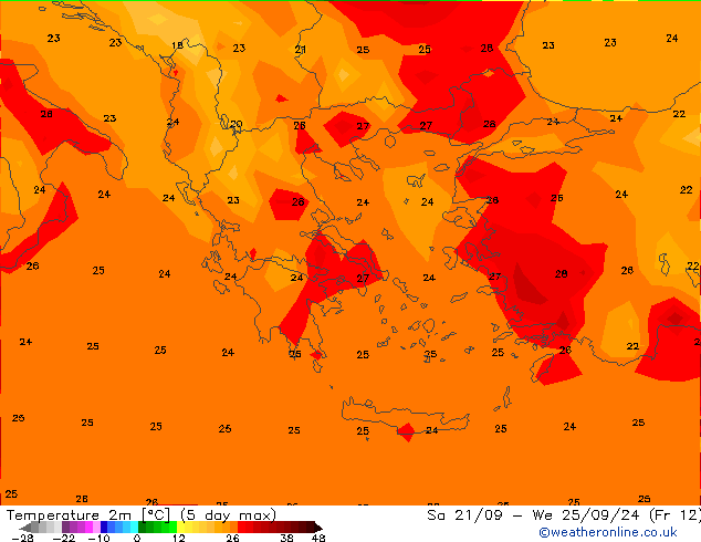 Temperature (2m) GFS Tu 24.09.2024 00 UTC