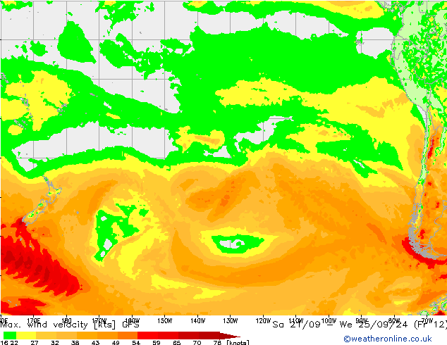 Max. wind snelheid GFS vr 04.10.2024 00 UTC