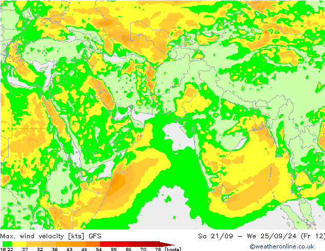 Maks. Rüzgar Hızı GFS Cts 28.09.2024 12 UTC