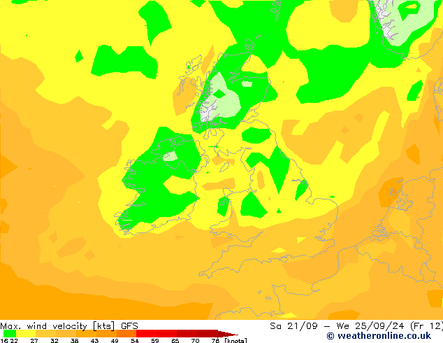 Max. wind velocity GFS Sa 21.09.2024 12 UTC