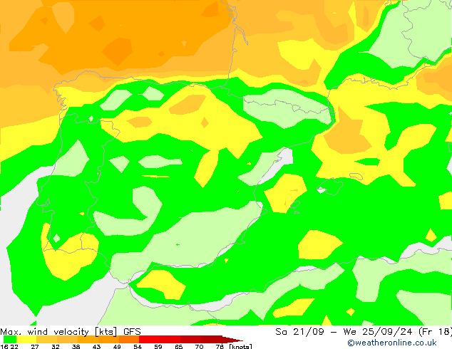 Max. wind velocity GFS Dom 29.09.2024 06 UTC