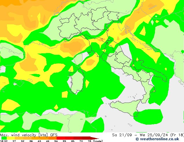 Max. wind velocity GFS nie. 22.09.2024 18 UTC