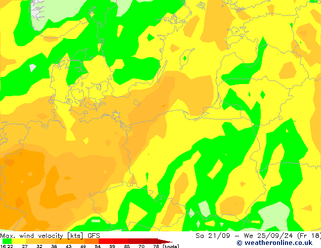 Max. wind velocity GFS Sáb 21.09.2024 03 UTC