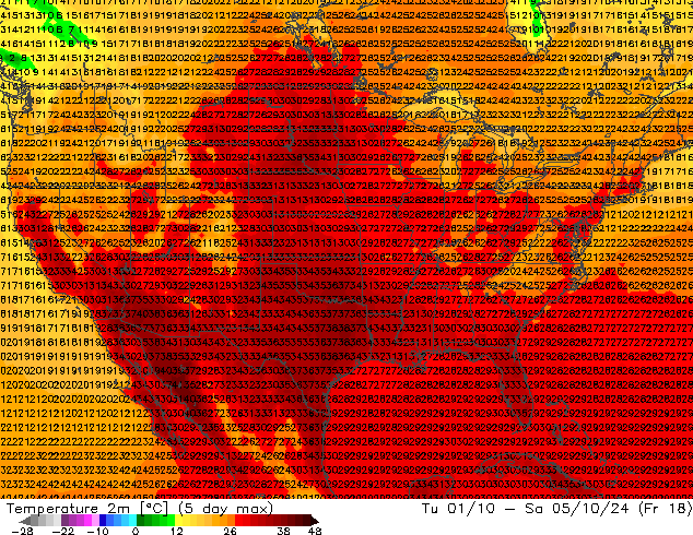 Temperatuurkaart (2m) GFS za 21.09.2024 03 UTC