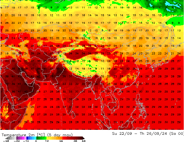 Temperature (2m) GFS Sa 21.09.2024 06 UTC