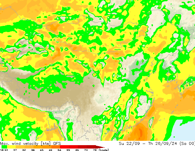 Max. wind velocity GFS 星期日 06.10.2024 00 UTC