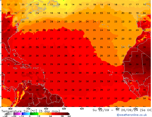 Sıcaklık Haritası (2m) GFS Cts 21.09.2024 03 UTC